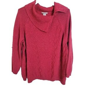 Catherines Pink Cowl Neck Knit Long Sleeve Pullover Sweater Womans Plus Size 1X